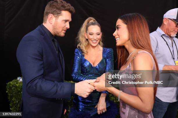May 15: 2022 BILLBOARD MUSIC AWARDS -- Pictured: Michael Bublé, Luisana Lopilato and Anitta arrive to the 2022 Billboard Music Awards held at the MGM...