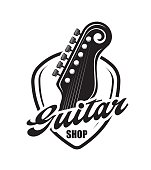 Acoustic guitar neck of music instrument shop icon