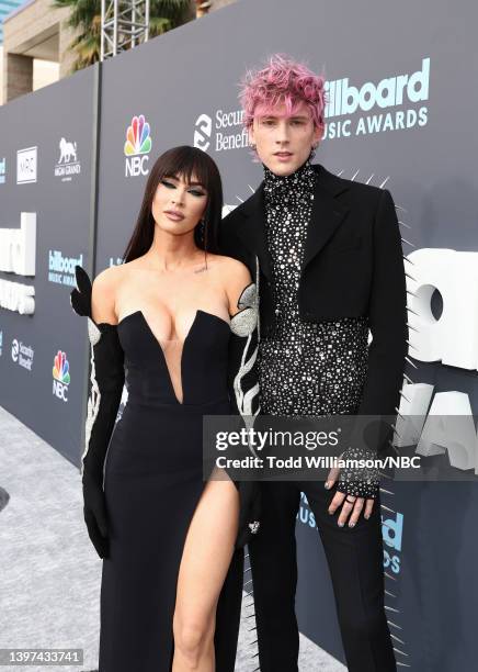 May 15: 2022 BILLBOARD MUSIC AWARDS -- Pictured: Megan Fox and Machine Gun Kelly arrive to the 2022 Billboard Music Awards held at the MGM Grand...