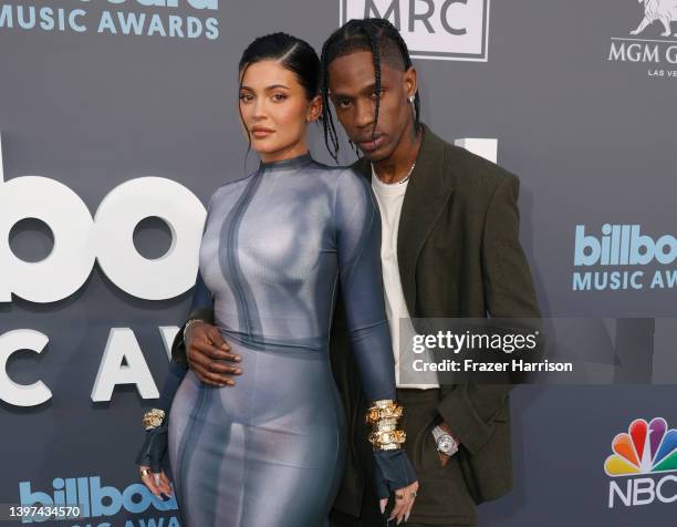 Kylie Jenner and Travis Scott attend the 2022 Billboard Music Awards at MGM Grand Garden Arena on May 15, 2022 in Las Vegas, Nevada.