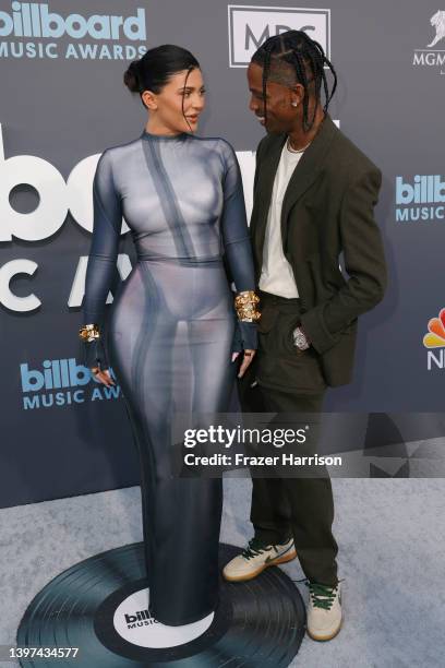 Kylie Jenner and Travis Scott attend the 2022 Billboard Music Awards at MGM Grand Garden Arena on May 15, 2022 in Las Vegas, Nevada.