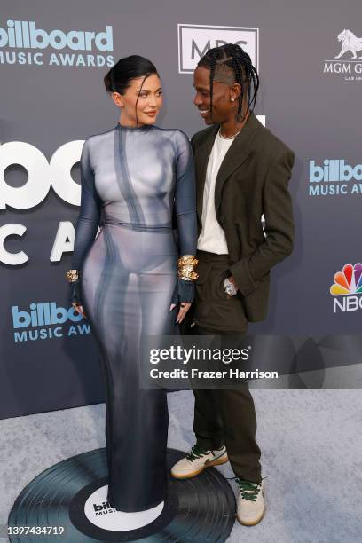 Kylie Jenner and Travis Scott attend the 2022 Billboard Music Awards at MGM Grand Garden Arena on May 15, 2022 in Las Vegas, Nevada.