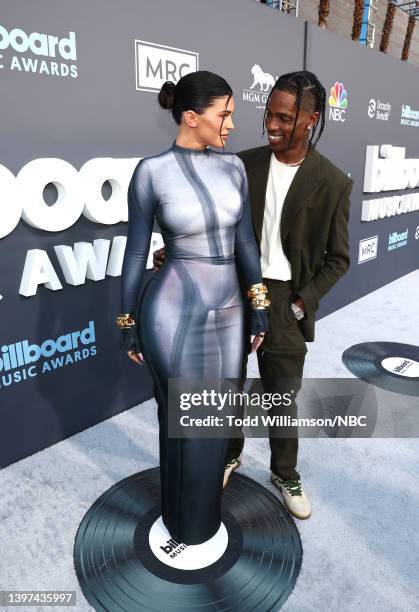 May 15: 2022 BILLBOARD MUSIC AWARDS -- Pictured: Kylie Jenner and Travis Scott arrive to the 2022 Billboard Music Awards held at the MGM Grand Garden...