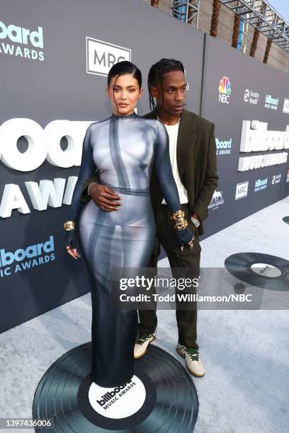 May 15: 2022 BILLBOARD MUSIC AWARDS -- Pictured: Kylie Jenner and Travis Scott arrive to the 2022 Billboard Music Awards held at the MGM Grand Garden...