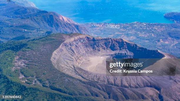 aerial view of santa ana's crater volcano, el salvador - el salvador aerial stock pictures, royalty-free photos & images