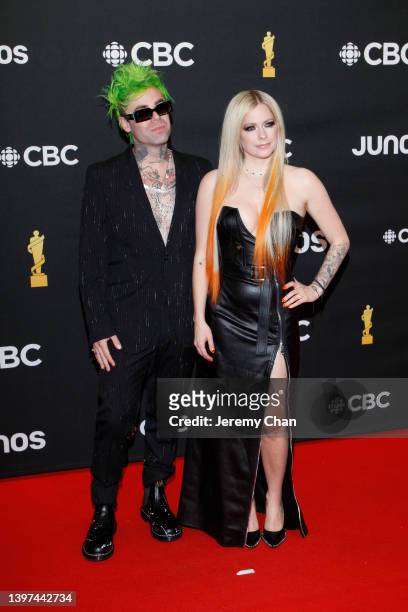 Mod Sun and Avril Lavigne attend the 2022 JUNO Awards Broadcast at Budweiser Stage on May 15, 2022 in Toronto, Ontario.