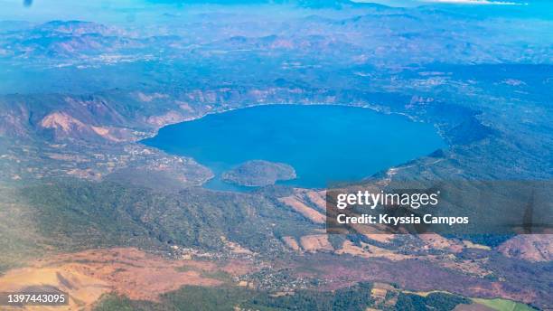 aerial view of  santa ana and coatepeque lake, el salvador - el salvador aerial stock pictures, royalty-free photos & images