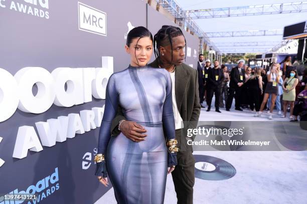 Kylie Jenner and Travis Scott attend the 2022 Billboard Music Awards at MGM Grand Garden Arena on May 15, 2022 in Las Vegas, Nevada.