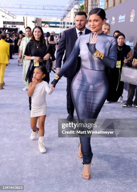 Stormi Webster and Kylie Jenner attend the 2022 Billboard Music Awards at MGM Grand Garden Arena on May 15, 2022 in Las Vegas, Nevada. Kyl