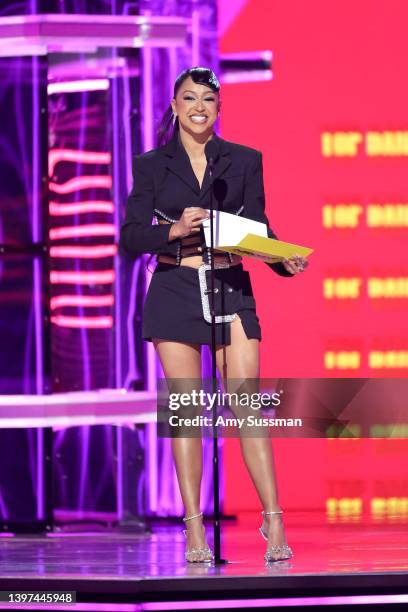 Liza Koshy speaks onstage during the 2022 Billboard Music Awards at MGM Grand Garden Arena on May 15, 2022 in Las Vegas, Nevada.