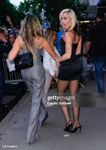 Miley Cyrus and Tish Cyrus are seen at the NBC Upfronts dinner at Marea on May 15, 2022 in New York City.