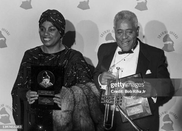 Lifetime Achievement Honorees Dizzy Gillespie and Leontyne Price backstage at the Grammy Awards Show, February 22, 1989 at Shrine Auditorium in Los...