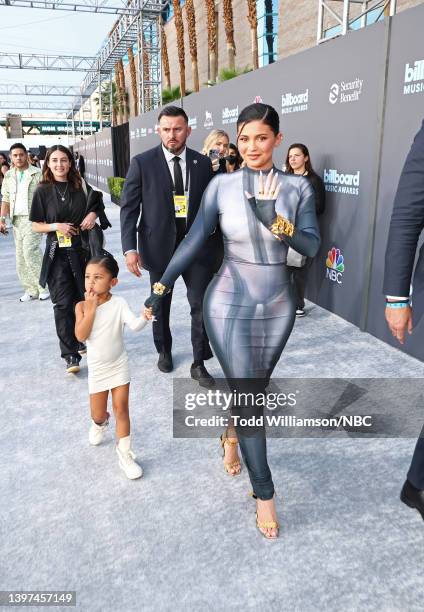 May 15: 2022 BILLBOARD MUSIC AWARDS -- Pictured: Stormi Webster and Kylie Jenner arrive at the 2022 Billboard Music Awards held at the MGM Grand...