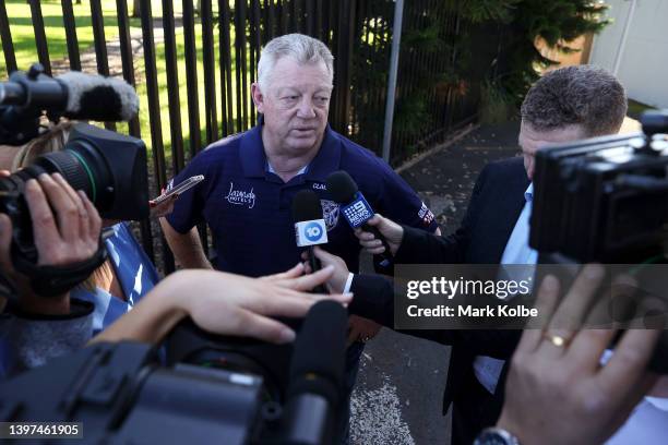 Canterbury Bulldogs NRL General Manager of Football Phil Gould speaks to the media at Belmore Sports Ground on May 16, 2022 in Sydney, Australia....