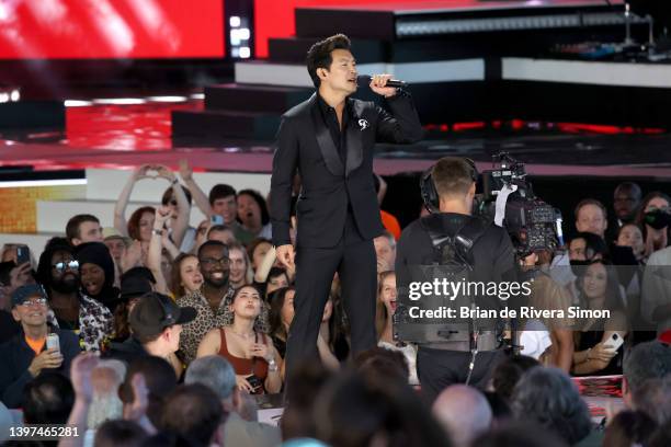 Simu Liu performs onstage during the 2022 JUNO Awards Broadcast at Budweiser Stage on May 15, 2022 in Toronto, Ontario.