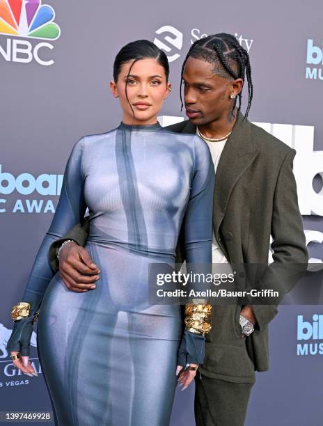 Kylie Jenner and Travis Scott attend the 2022 Billboard Music Awards at MGM Grand Garden Arena on May 15, 2022 in Las Vegas, Nevada.