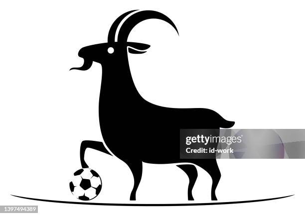 ilustrações, clipart, desenhos animados e ícones de cabra pisando na bola de futebol - funny football cartoons