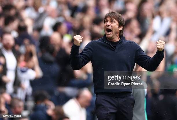 Antonio Conte, Manager of Tottenham Hotspur reacts during the Premier League match between Tottenham Hotspur and Burnley at Tottenham Hotspur Stadium...