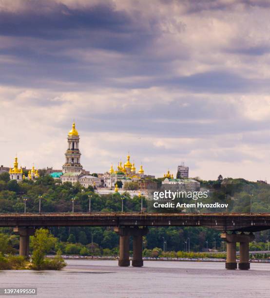 kyiv pechersk lavra monastery stands on green hills of kyiv city - kyiv stock pictures, royalty-free photos & images