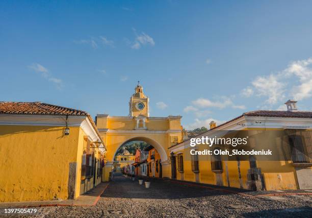 antigua at sunrise - guatemala city skyline stock pictures, royalty-free photos & images