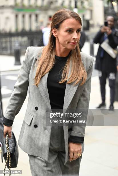 Coleen Rooney arrives at Royal Courts of Justice, Strand on May 16, 2022 in London, England. Coleen Rooney, wife of Derby County manager Wayne...