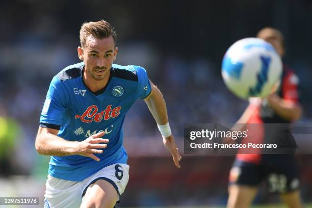 Fabian Ruiz of SSC Napoli during the Serie A match between SSC Napoli and Genoa CFC at Stadio Diego Armando Maradona on May 15, 2022 in Naples, Italy.