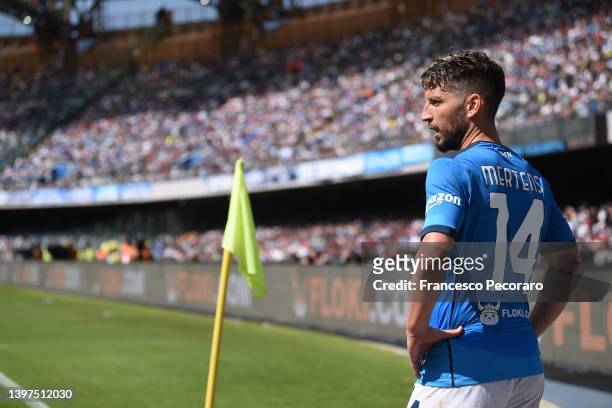 Dries Mertens of SSC Napoli during the Serie A match between SSC Napoli and Genoa CFC at Stadio Diego Armando Maradona on May 15, 2022 in Naples,...