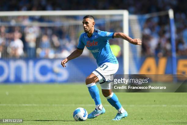 Faouzi Ghoulam of SSC Napoli during the Serie A match between SSC Napoli and Genoa CFC at Stadio Diego Armando Maradona on May 15, 2022 in Naples,...