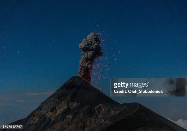eruption of fuego volcano in guatemala - volcanic terrain stock pictures, royalty-free photos & images