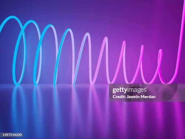 purple blue neon spiral gradient - blue magenta stock pictures, royalty-free photos & images