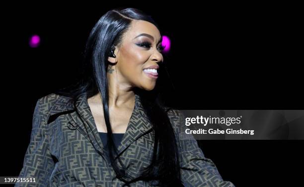 Singer Monica performs during the 2022 Lovers & Friends music festival at the Las Vegas Festival Grounds on May 15, 2022 in Las Vegas, Nevada.