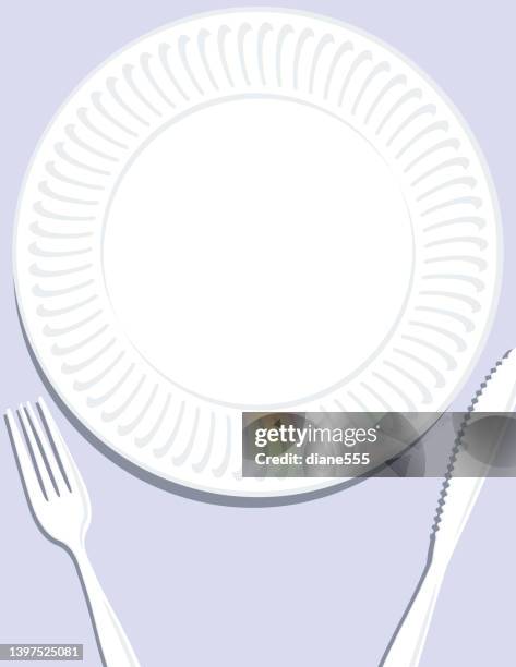 stockillustraties, clipart, cartoons en iconen met paper plate barbecue oe event invitation template with copy space - papieren bord