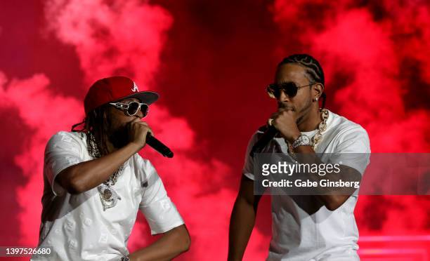 Rapper Lil Jon and rapper/actor Ludacris perform during the 2022 Lovers & Friends music festival at the Las Vegas Festival Grounds on May 15, 2022 in...