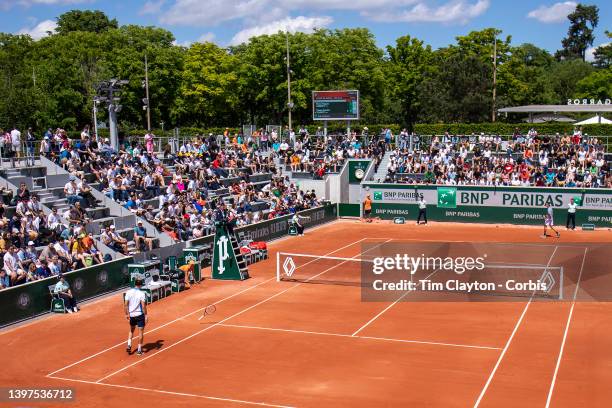 May 16. Pierre-Hugues Herbert of France throws his racquet during his loss against Thiago Agustin Tirante of Argentina on a packed court fourteen...