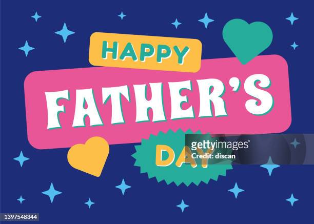 happy father's day card with stickers. - jeune papa stock illustrations
