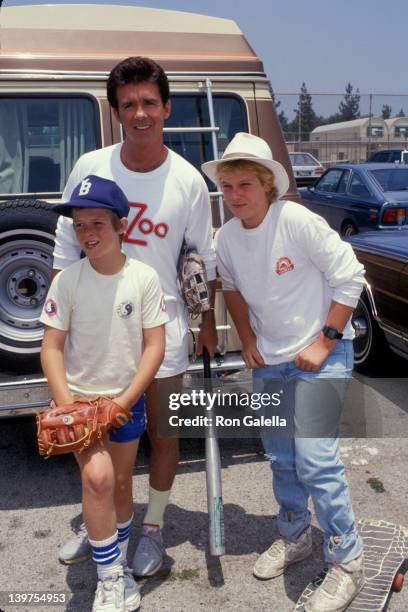 Actor Alan Thicke and sons Brennan Thicke and Robin Thicke attending "Benefit Softball Game for Team House" on June 14, 1987 at the Granada Hills...