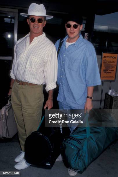 Actor Alan Thicke and son Brennan Thicke being photographed on April 7, 1994 at the Los Angeles International Airport in Los Angeles, California.