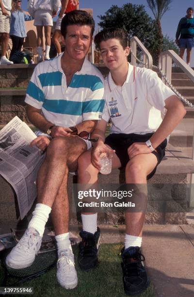 Actor Alan Thicke and son Robin Thicke attending "Mission Hills Celebrity Sports Invitational" on November 29, 1991 at Rancho Mirage, California.