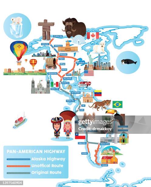 pan-american highway - ushuaia argentina stock illustrations