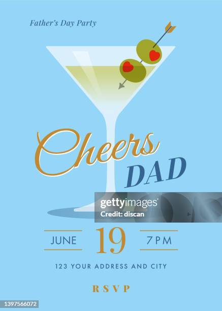 father's day party with martini cocktail. stock illustration - martini stock illustrations