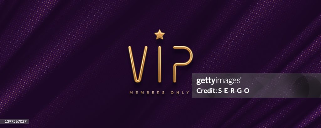 Fancy Vip Lettering Svg Vip Invitation Template With 3d Golden Letters Realistic Golden Metal ...