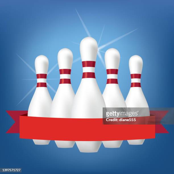 bowling background with copy space on ribbon - bowling pin stock illustrations