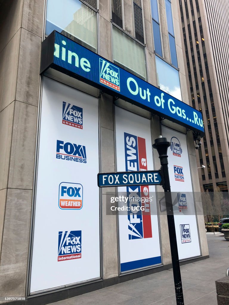 Outside the Fox News building, Fox Square, Manhattan, New York