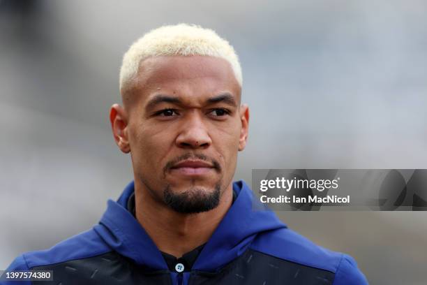 Joelinton of Newcastle United arrives at the stadium prior to the Premier League match between Newcastle United and Arsenal at St. James Park on May...