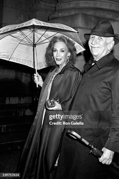 Socialites Helen Gurley Brown and David Brown attend Laura Steinberg & Jonathan Tisch Wedding Reception on April 18, 1988 at the Metropolitan Museum...