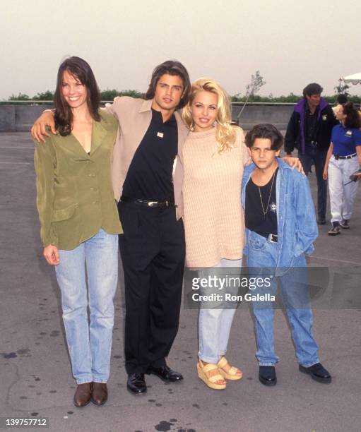 Alexandra Paul, David Charvet, Pamela Anderson and Jeremy Jackson attend the opening of Behind The Scenes Look Of "Baywatch" on April 17, 1993 at the...