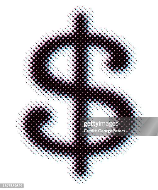 dollar sign with half tone pattern - vintage dollar sign white background stock illustrations