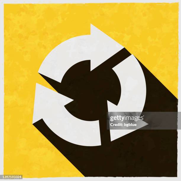 refresh. icon with long shadow on textured yellow background - replay background stock illustrations