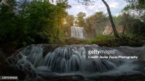 the monasterio de nuestra señora de piedra (monastery of our lady of stone) waterfalls - riverbed stock pictures, royalty-free photos & images