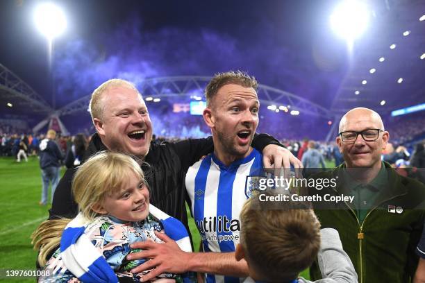 Jordan Rhodes of Huddersfield Town celebrates after winning the Sky Bet Championship Play-Off Semi Final 2nd Leg match between Huddersfield Town1 and...